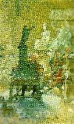 Carl Larsson omarbetat forslag till vaggmalningar i nationalmusei nedre trapphall USA oil painting artist